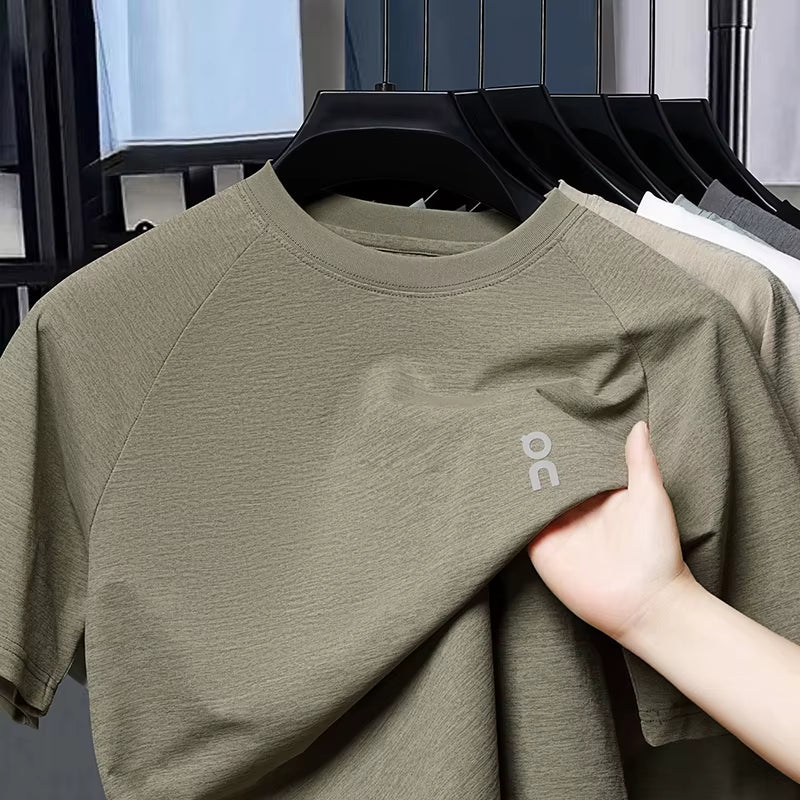 High Quality Summer Short Sleeved T-Shirt 2025 Summer Men'S New Product High-Quality and Comfortable Solid Color Casual Top