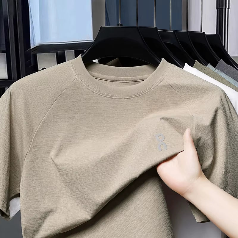 High Quality Summer Short Sleeved T-Shirt 2025 Summer Men'S New Product High-Quality and Comfortable Solid Color Casual Top